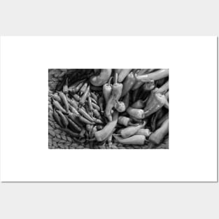 Garden Peppers BnW Posters and Art